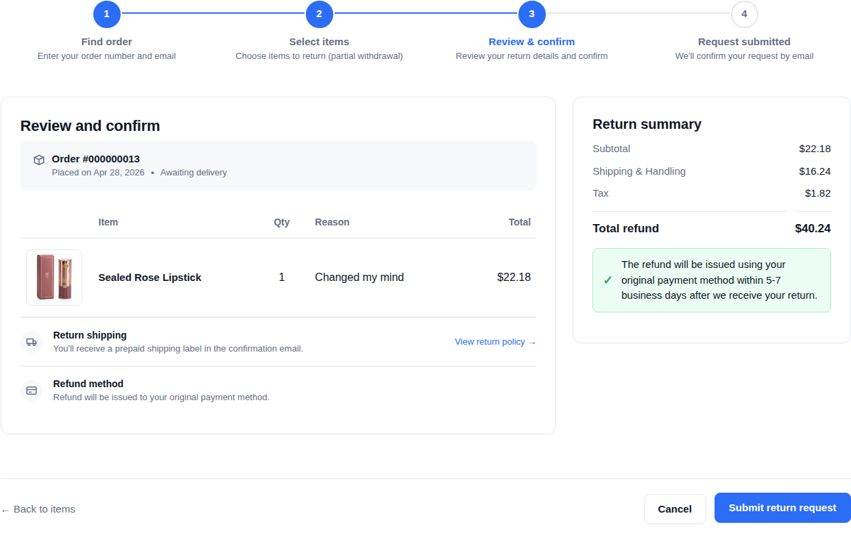 Step 2 - review and confirm