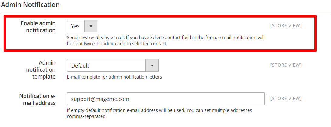 enable admin notification