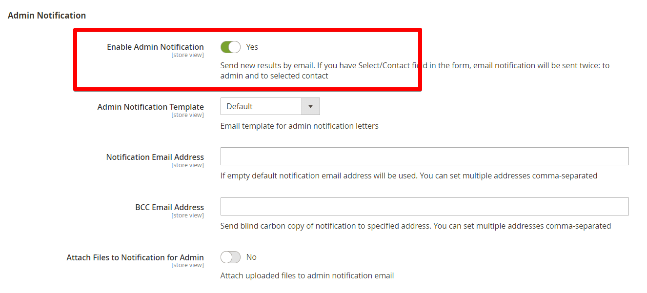 enable admin notification