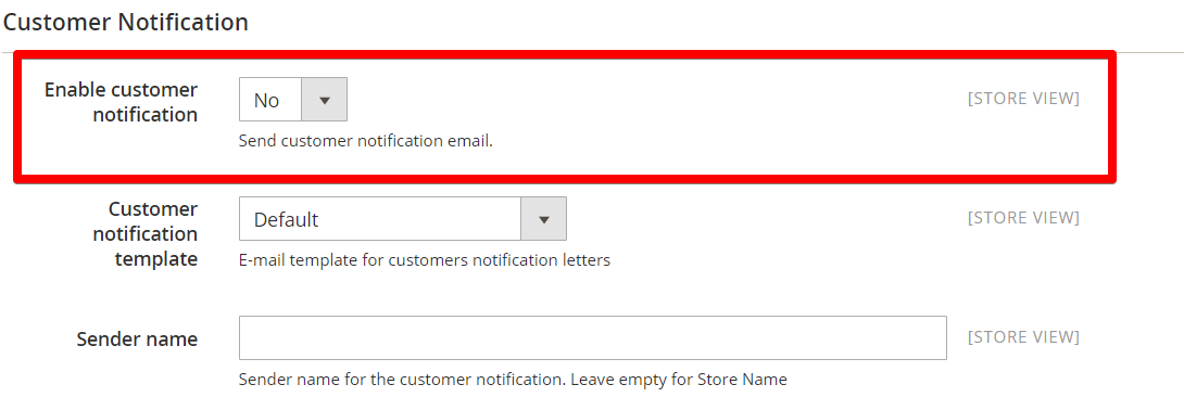 enable customer notification