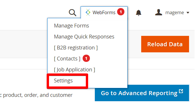 form settings page