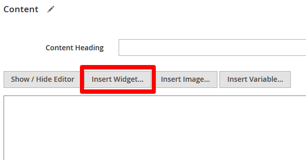 magento cms insert widget button