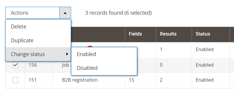 manage forms mass action