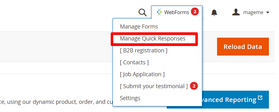 manage quick responses link