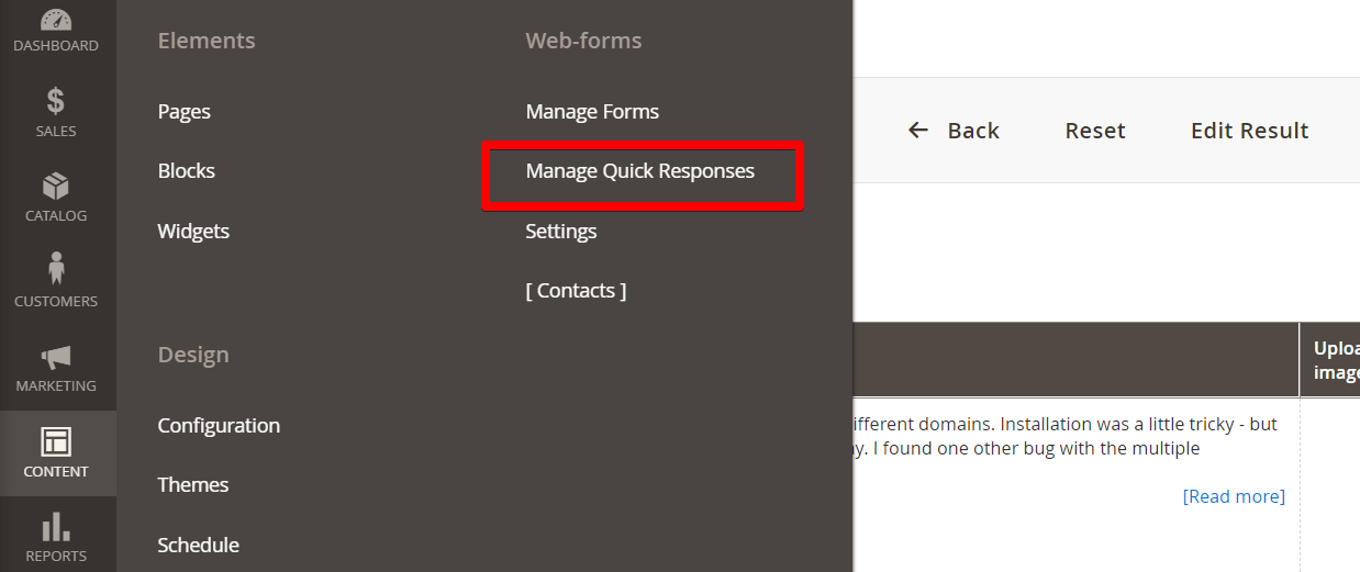 manage quick responses link