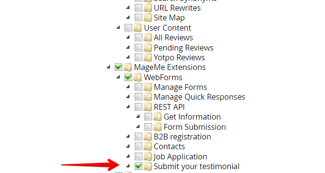 user roles permission tree