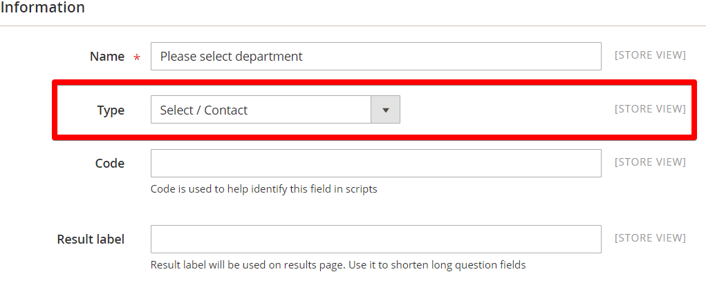 select contact field