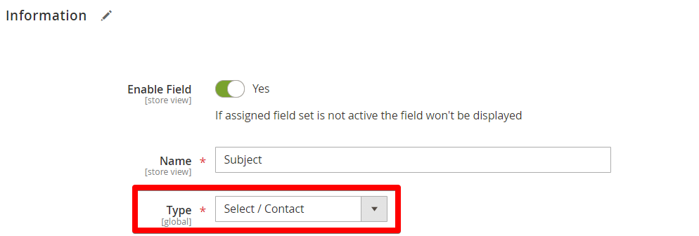 select contact field