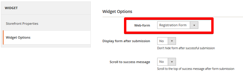 widget options