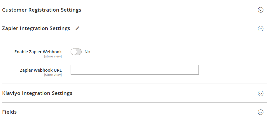 Zapier Integration Settings tab